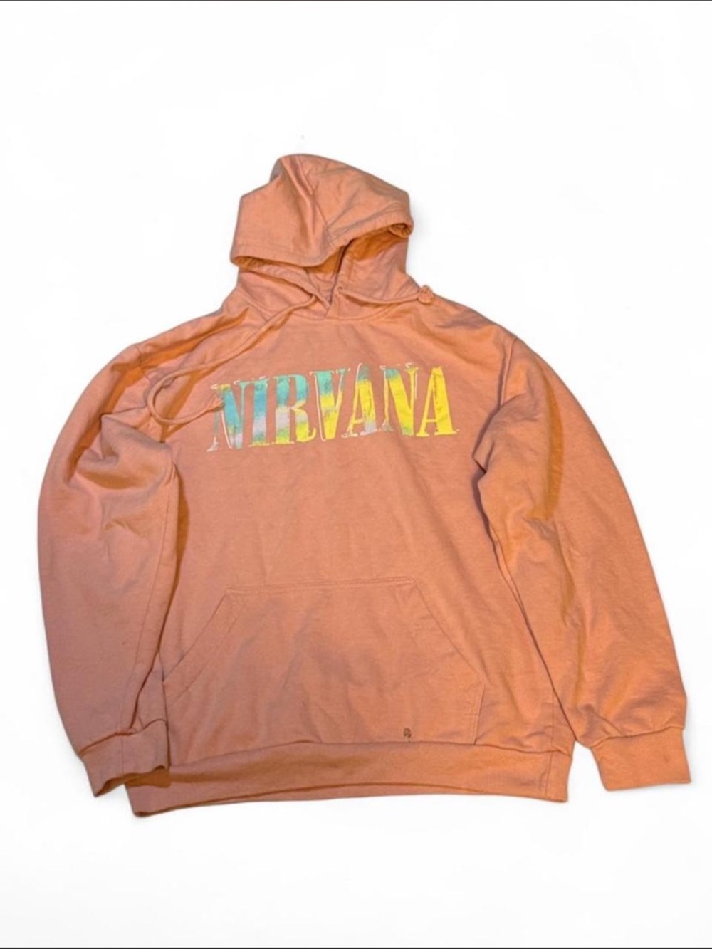 NIRVANA Crewneck Hoodie in Dusty Peach with Multicolor Logo